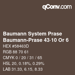 Code couleur: Baumann System Prase - Baumann-Prase 43·10 Or 6 | qconv.com