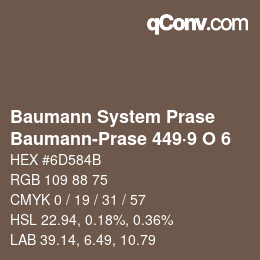 Color code: Baumann System Prase - Baumann-Prase 449·9 O 6 | qconv.com