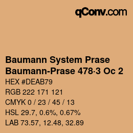 Color code: Baumann System Prase - Baumann-Prase 478·3 Oc 2 | qconv.com