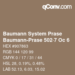 Color code: Baumann System Prase - Baumann-Prase 502·7 Oc 6 | qconv.com