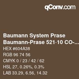 Color code: Baumann System Prase - Baumann-Prase 521·10 CO-Oc 5 | qconv.com