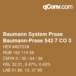 Code couleur: Baumann System Prase - Baumann-Prase 542·7 CO 3 | qconv.com