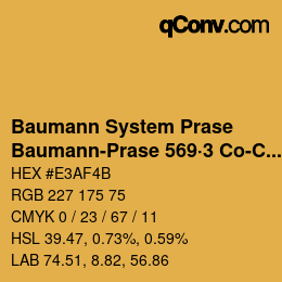 Color code: Baumann System Prase - Baumann-Prase 569·3 Co-CO 1 | qconv.com