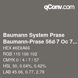 Code couleur: Baumann System Prase - Baumann-Prase 56d·7 Oc 7½ | qconv.com