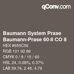 Code couleur: Baumann System Prase - Baumann-Prase 60·8 CO 8 | qconv.com