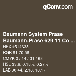 Color code: Baumann System Prase - Baumann-Prase 629·11 Co 8 | qconv.com