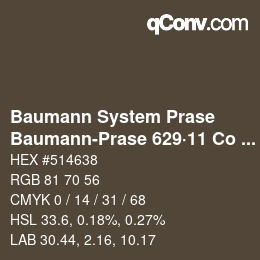 Code couleur: Baumann System Prase - Baumann-Prase 629·11 Co 8 | qconv.com
