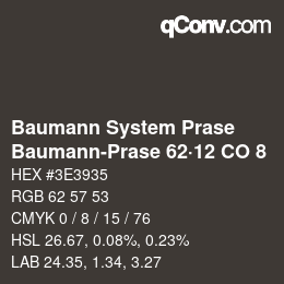 Code couleur: Baumann System Prase - Baumann-Prase 62·12 CO 8 | qconv.com