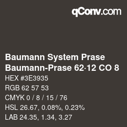 Code couleur: Baumann System Prase - Baumann-Prase 62·12 CO 8 | qconv.com