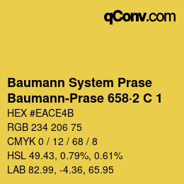 Color code: Baumann System Prase - Baumann-Prase 658·2 C 1 | qconv.com