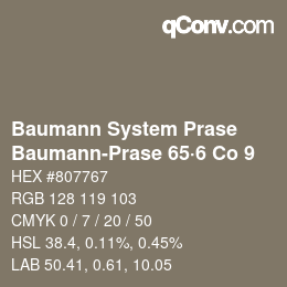 Code couleur: Baumann System Prase - Baumann-Prase 65·6 Co 9 | qconv.com