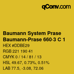 Color code: Baumann System Prase - Baumann-Prase 660·3 C 1 | qconv.com