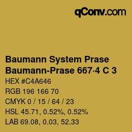 Code couleur: Baumann System Prase - Baumann-Prase 667·4 C 3 | qconv.com