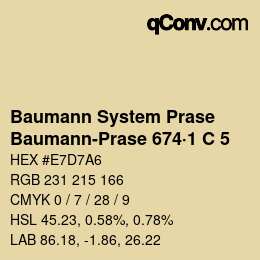 Color code: Baumann System Prase - Baumann-Prase 674·1 C 5 | qconv.com