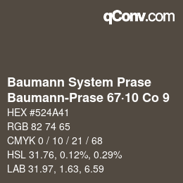 颜色代码: Baumann System Prase - Baumann-Prase 67·10 Co 9 | qconv.com