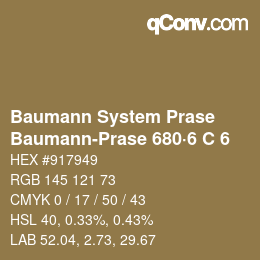 Color code: Baumann System Prase - Baumann-Prase 680·6 C 6 | qconv.com