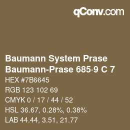 Code couleur: Baumann System Prase - Baumann-Prase 685·9 C 7 | qconv.com
