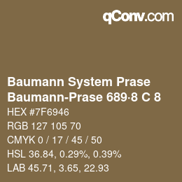 Color code: Baumann System Prase - Baumann-Prase 689·8 C 8 | qconv.com