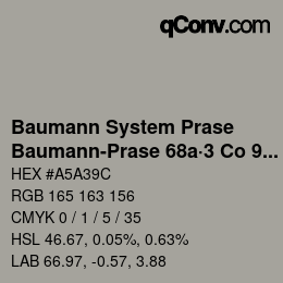 Color code: Baumann System Prase - Baumann-Prase 68a·3 Co 9½ | qconv.com