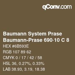 Color code: Baumann System Prase - Baumann-Prase 690·10 C 8 | qconv.com