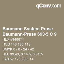 Code couleur: Baumann System Prase - Baumann-Prase 693·5 C 9 | qconv.com