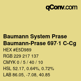 Color code: Baumann System Prase - Baumann-Prase 697·1 C-Cg | qconv.com