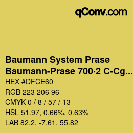 Color code: Baumann System Prase - Baumann-Prase 700·2 C-Cg 1 | qconv.com