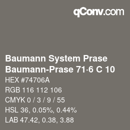 Code couleur: Baumann System Prase - Baumann-Prase 71·6 C 10 | qconv.com