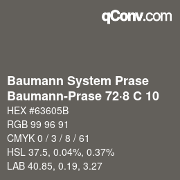 Code couleur: Baumann System Prase - Baumann-Prase 72·8 C 10 | qconv.com