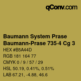 Code couleur: Baumann System Prase - Baumann-Prase 735·4 Cg 3 | qconv.com