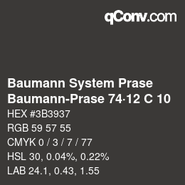 Código de color: Baumann System Prase - Baumann-Prase 74·12 C 10 | qconv.com