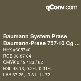 Code couleur: Baumann System Prase - Baumann-Prase 757·10 Cg 7 | qconv.com