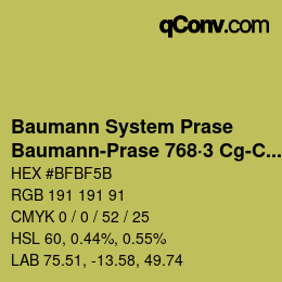 Color code: Baumann System Prase - Baumann-Prase 768·3 Cg-Cgg 1 | qconv.com