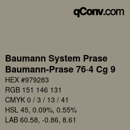 Code couleur: Baumann System Prase - Baumann-Prase 76·4 Cg 9 | qconv.com