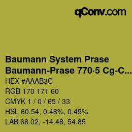 Color code: Baumann System Prase - Baumann-Prase 770·5 Cg-Cgg 1 | qconv.com