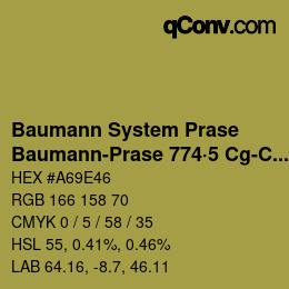 Code couleur: Baumann System Prase - Baumann-Prase 774·5 Cg-Cgg 2 | qconv.com