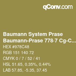 Code couleur: Baumann System Prase - Baumann-Prase 778·7 Cg-Cgg 3 | qconv.com