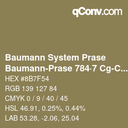 Code couleur: Baumann System Prase - Baumann-Prase 784·7 Cg-Cgg 5 | qconv.com