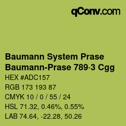 Código de color: Baumann System Prase - Baumann-Prase 789·3 Cgg | qconv.com