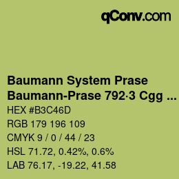 Code couleur: Baumann System Prase - Baumann-Prase 792·3 Cgg 1 | qconv.com