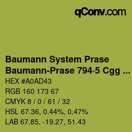 Código de color: Baumann System Prase - Baumann-Prase 794·5 Cgg 1 | qconv.com