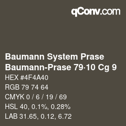 Code couleur: Baumann System Prase - Baumann-Prase 79·10 Cg 9 | qconv.com