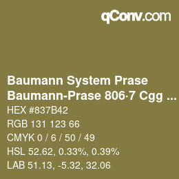 Code couleur: Baumann System Prase - Baumann-Prase 806·7 Cgg 3 | qconv.com