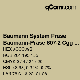 Code couleur: Baumann System Prase - Baumann-Prase 807·2 Cgg 4 | qconv.com