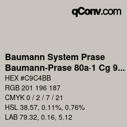 Code couleur: Baumann System Prase - Baumann-Prase 80a·1 Cg 9½ | qconv.com