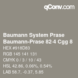 Code couleur: Baumann System Prase - Baumann-Prase 82·4 Cgg 8 | qconv.com