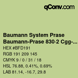 Color code: Baumann System Prase - Baumann-Prase 830·2 Cgg-Gcc 1 | qconv.com