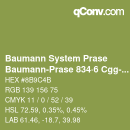 Color code: Baumann System Prase - Baumann-Prase 834·6 Cgg-Gcc 1 | qconv.com