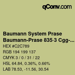 Color code: Baumann System Prase - Baumann-Prase 835·3 Cgg-Gcc 2 | qconv.com