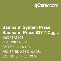 Color code: Baumann System Prase - Baumann-Prase 837·7 Cgg-Gcc 2 | qconv.com